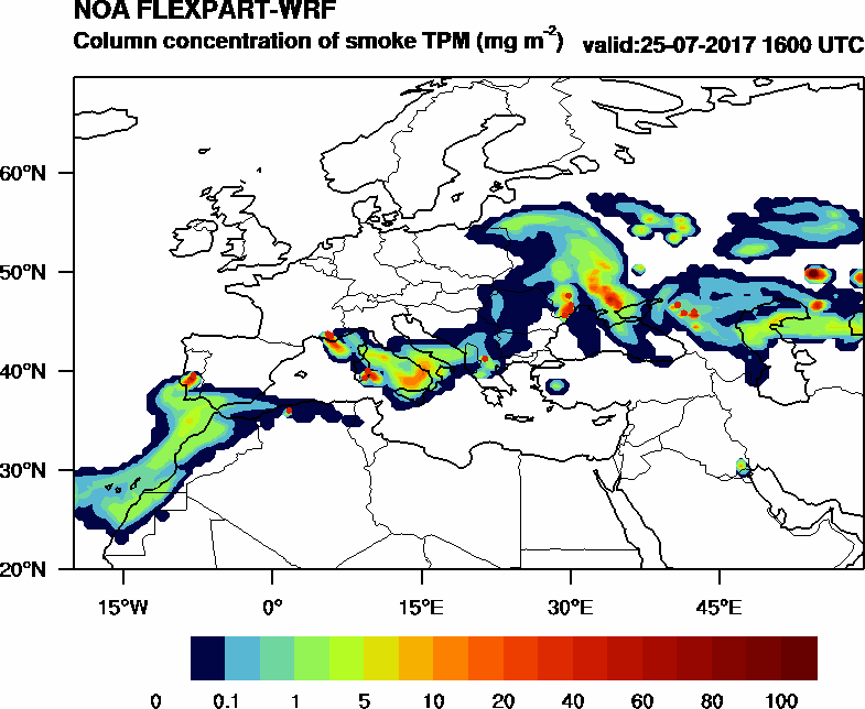 Column concentration of smoke TPM - 2017-07-25 16:00