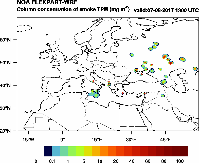 Column concentration of smoke TPM - 2017-08-07 13:00