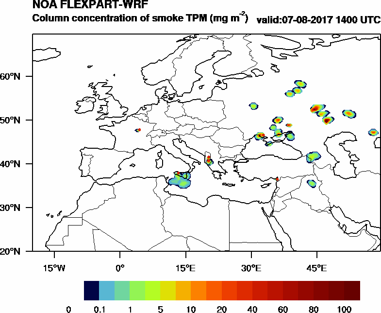 Column concentration of smoke TPM - 2017-08-07 14:00