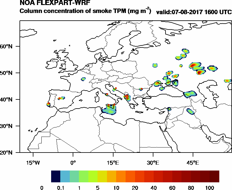 Column concentration of smoke TPM - 2017-08-07 16:00
