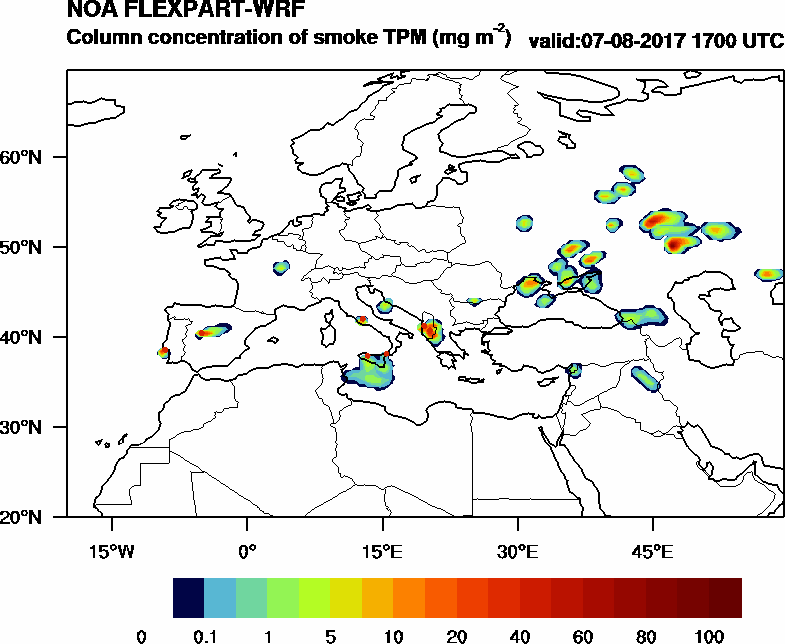 Column concentration of smoke TPM - 2017-08-07 17:00