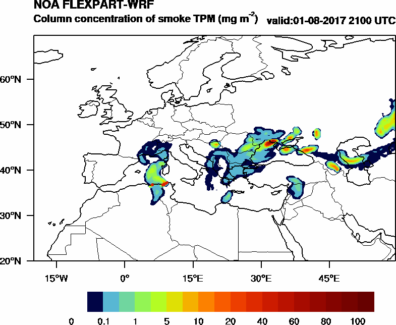 Column concentration of smoke TPM - 2017-08-01 21:00
