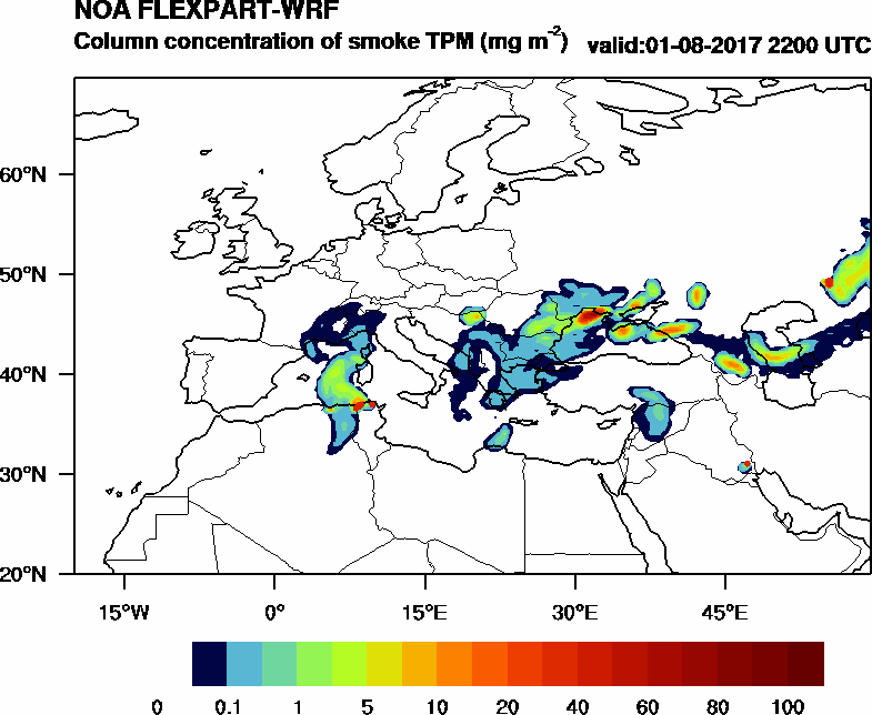 Column concentration of smoke TPM - 2017-08-01 22:00
