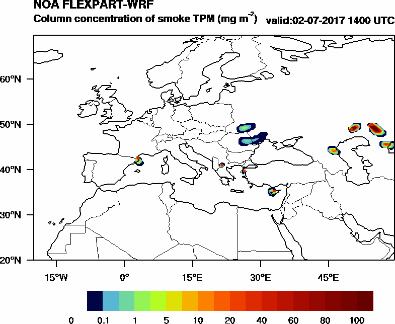 Column concentration of smoke TPM - 2017-07-02 14:00