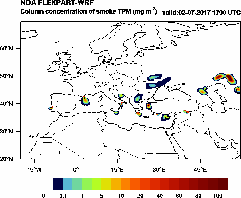 Column concentration of smoke TPM - 2017-07-02 17:00
