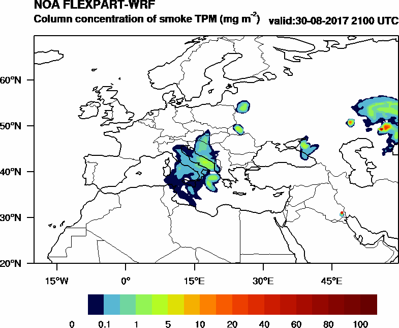 Column concentration of smoke TPM - 2017-08-30 21:00