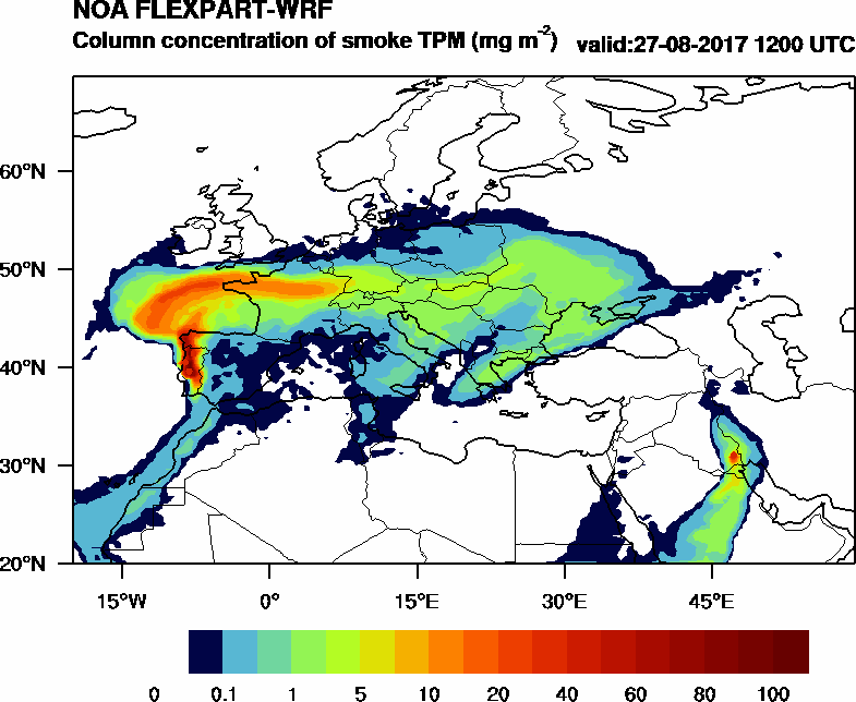 Column concentration of smoke TPM - 2017-08-27 12:00