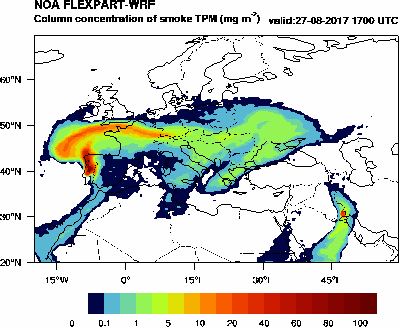 Column concentration of smoke TPM - 2017-08-27 17:00