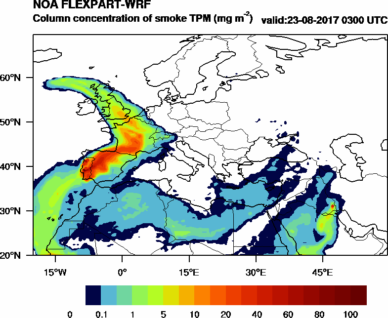 Column concentration of smoke TPM - 2017-08-23 03:00