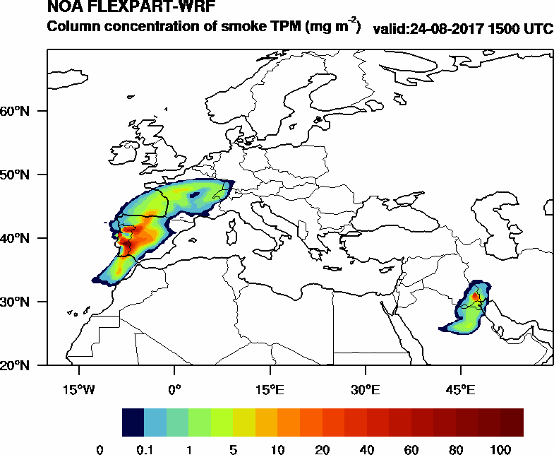 Column concentration of smoke TPM - 2017-08-24 15:00