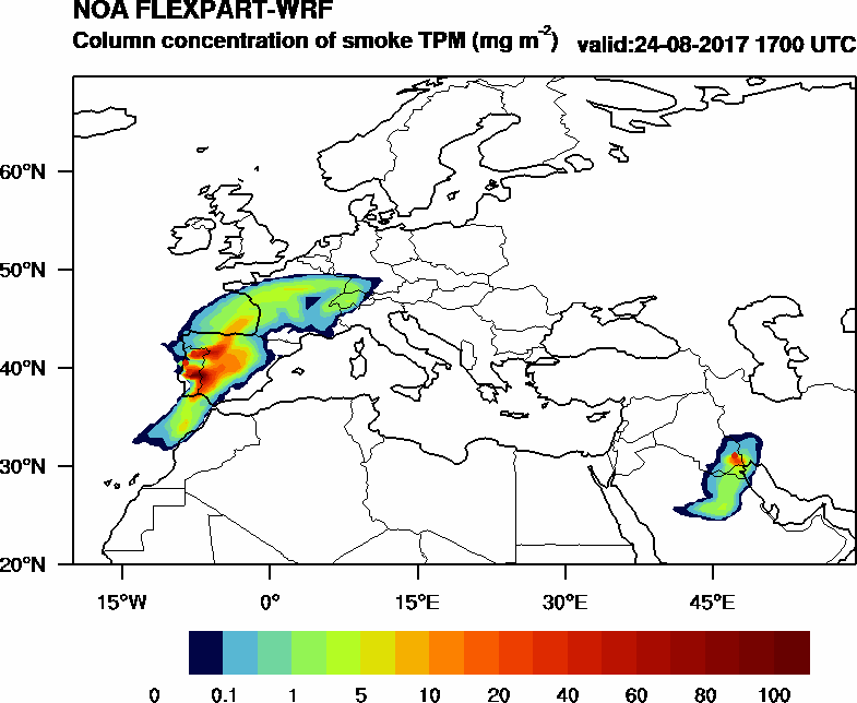 Column concentration of smoke TPM - 2017-08-24 17:00