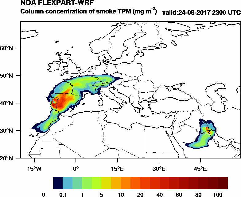 Column concentration of smoke TPM - 2017-08-24 23:00