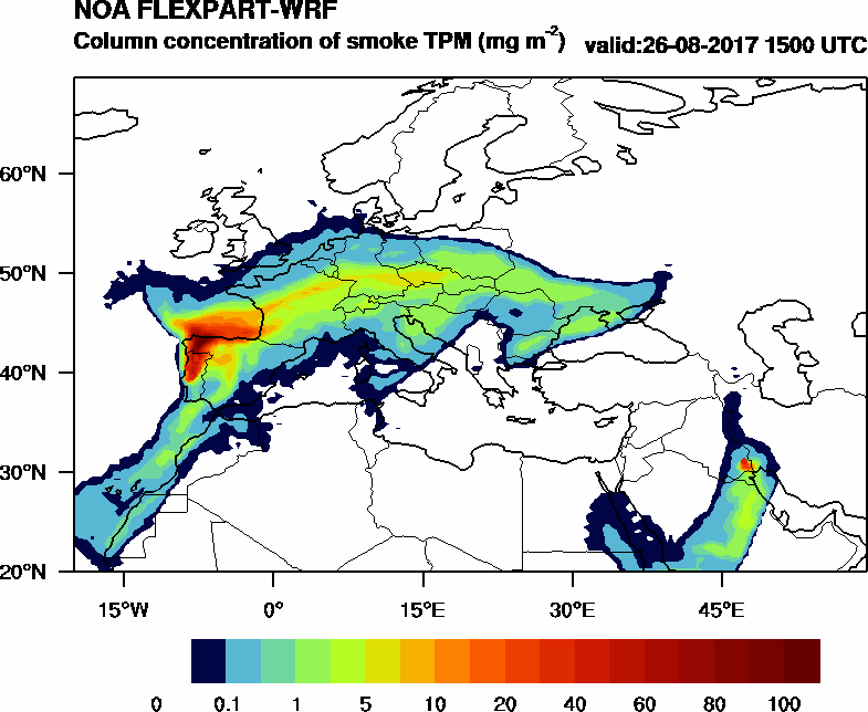 Column concentration of smoke TPM - 2017-08-26 15:00