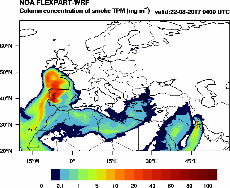 Column concentration of smoke TPM - 2017-08-22 04:00