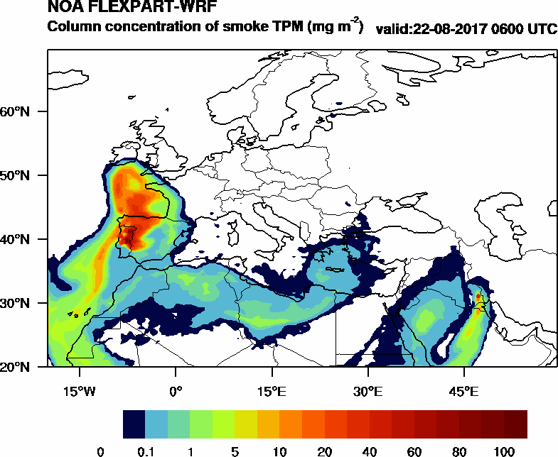 Column concentration of smoke TPM - 2017-08-22 06:00