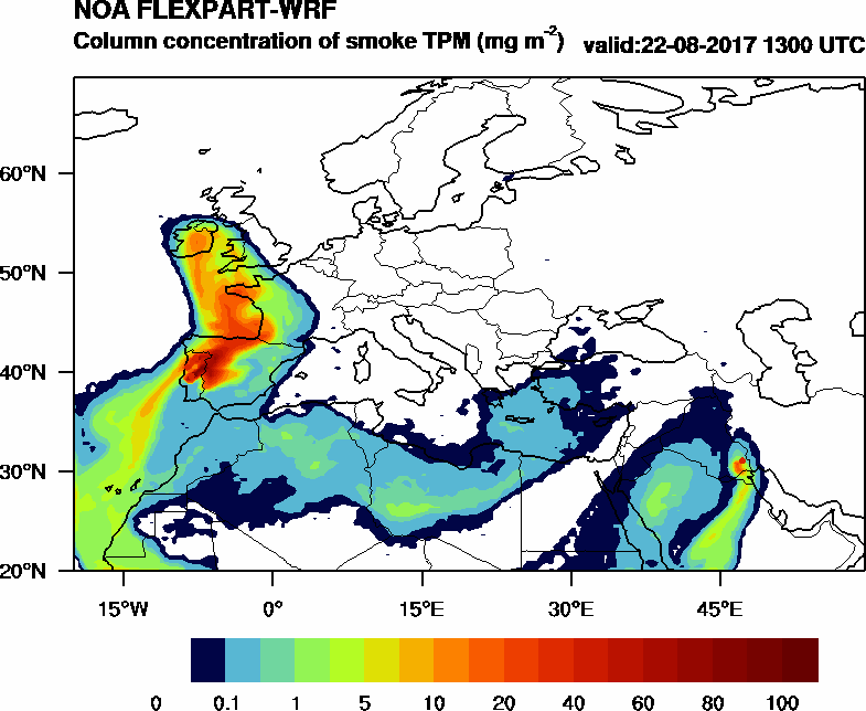 Column concentration of smoke TPM - 2017-08-22 13:00