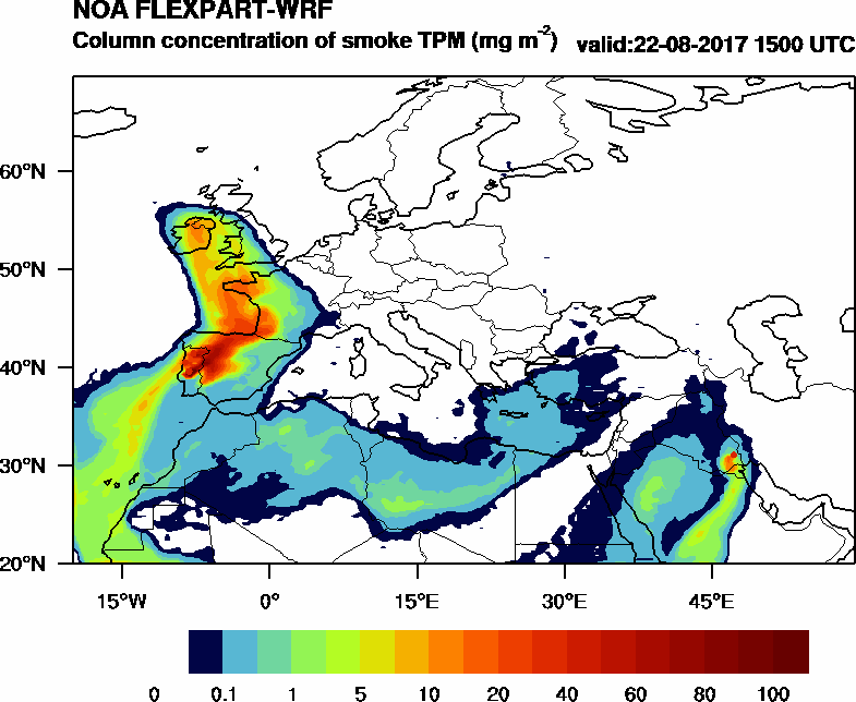 Column concentration of smoke TPM - 2017-08-22 15:00