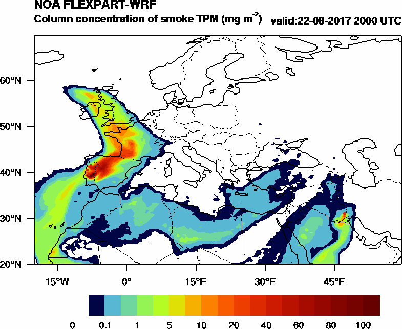 Column concentration of smoke TPM - 2017-08-22 20:00
